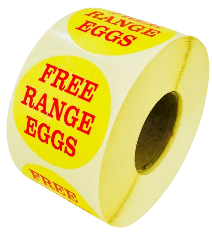 Free Range Eggs labels / stickers - 50mm diameter - 1,000 Labels