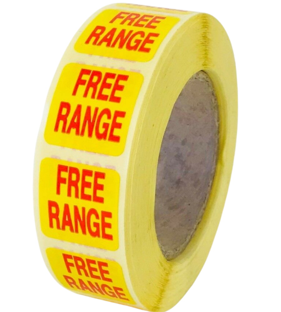 Free Range Labels - 22 x 22mm - 1,000 Labels