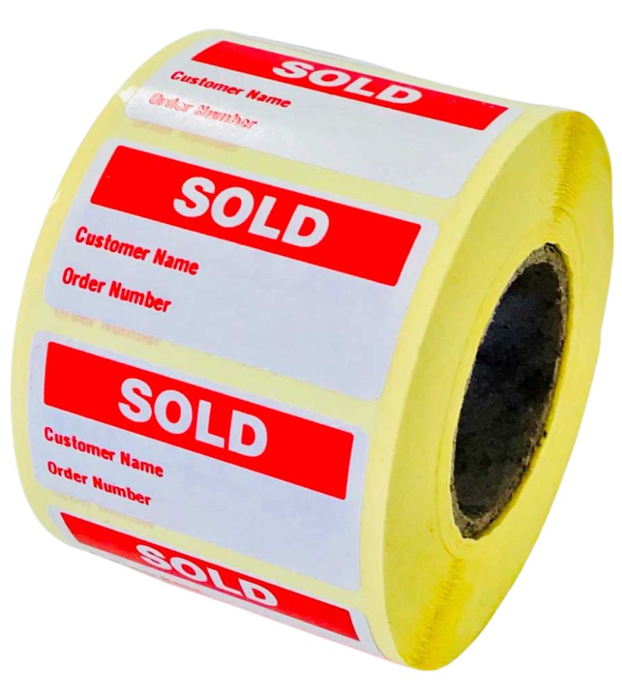 Sold Labels – with Customer Name & Order Number - 50 x 25mm